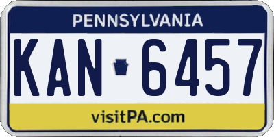 PA license plate KAN6457