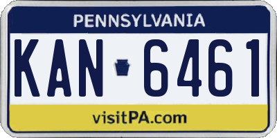 PA license plate KAN6461