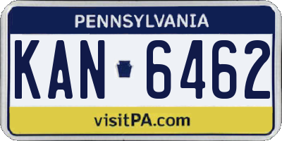 PA license plate KAN6462