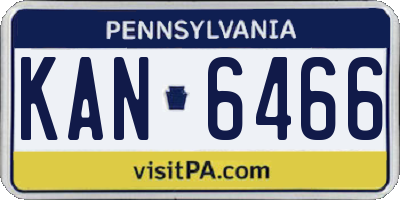 PA license plate KAN6466