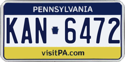 PA license plate KAN6472