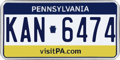 PA license plate KAN6474