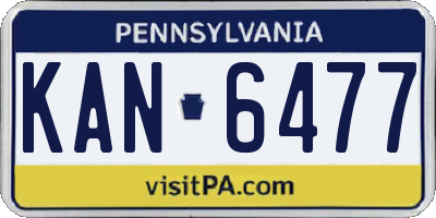 PA license plate KAN6477