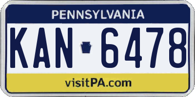 PA license plate KAN6478
