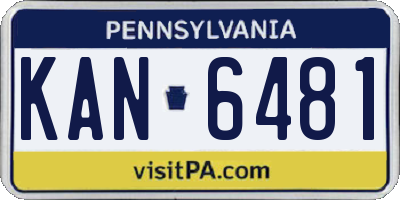 PA license plate KAN6481