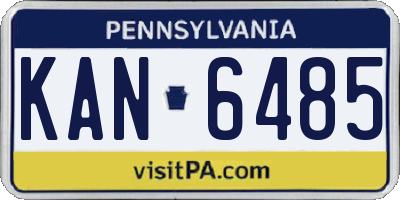 PA license plate KAN6485