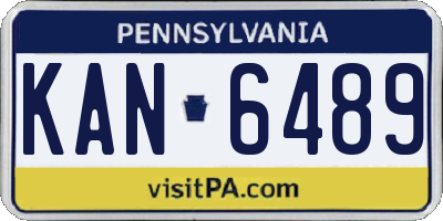 PA license plate KAN6489