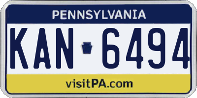 PA license plate KAN6494