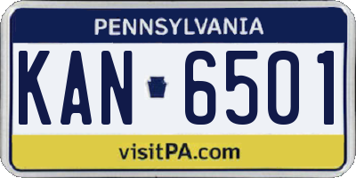 PA license plate KAN6501