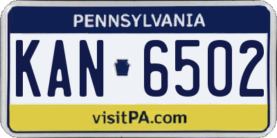 PA license plate KAN6502