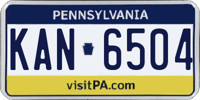 PA license plate KAN6504