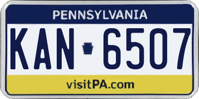 PA license plate KAN6507
