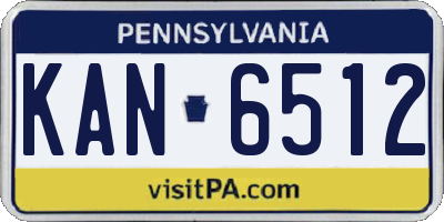 PA license plate KAN6512