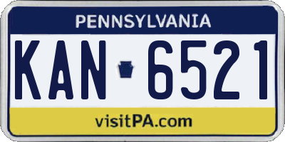 PA license plate KAN6521