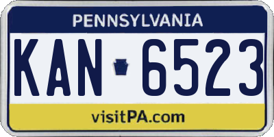 PA license plate KAN6523