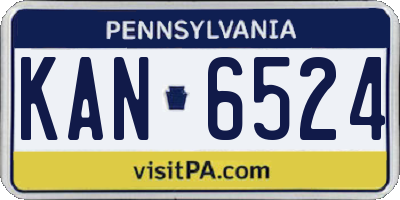 PA license plate KAN6524