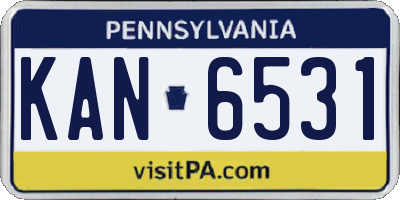 PA license plate KAN6531