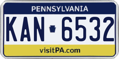 PA license plate KAN6532