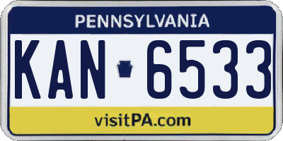 PA license plate KAN6533