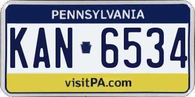 PA license plate KAN6534
