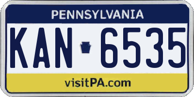 PA license plate KAN6535