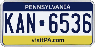 PA license plate KAN6536