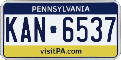 PA license plate KAN6537