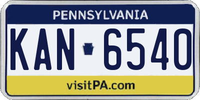 PA license plate KAN6540