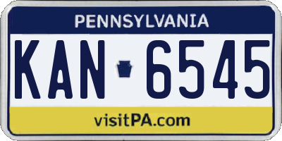 PA license plate KAN6545