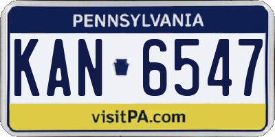 PA license plate KAN6547