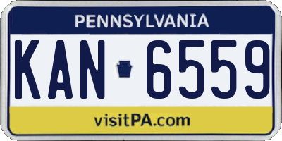 PA license plate KAN6559