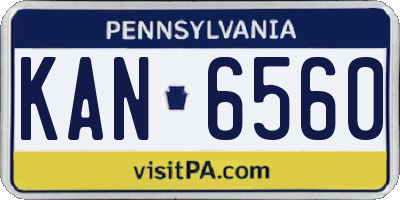 PA license plate KAN6560