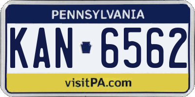 PA license plate KAN6562