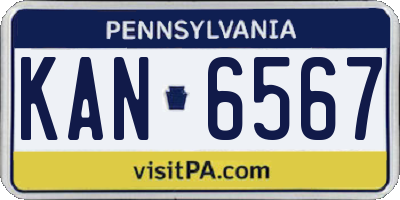 PA license plate KAN6567
