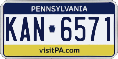 PA license plate KAN6571