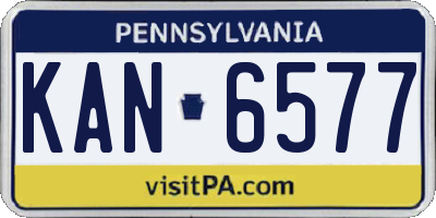 PA license plate KAN6577