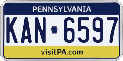 PA license plate KAN6597