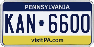 PA license plate KAN6600