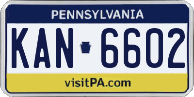 PA license plate KAN6602