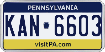 PA license plate KAN6603