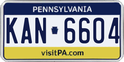 PA license plate KAN6604