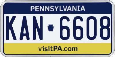 PA license plate KAN6608
