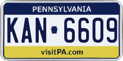 PA license plate KAN6609