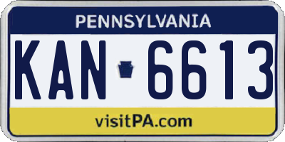 PA license plate KAN6613