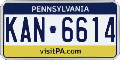 PA license plate KAN6614