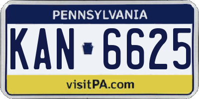 PA license plate KAN6625
