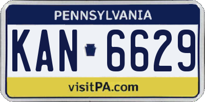 PA license plate KAN6629