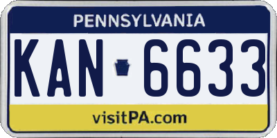 PA license plate KAN6633