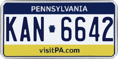 PA license plate KAN6642