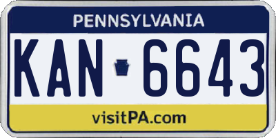 PA license plate KAN6643